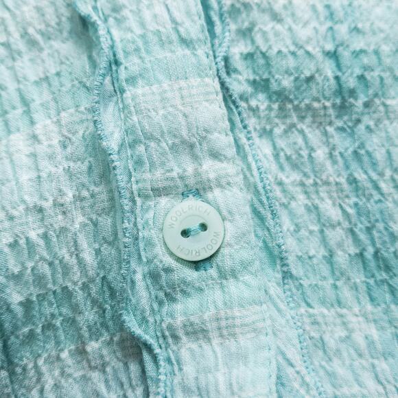 Woolrich Women’s Shirt Aqua Plaid Button Front Modern Cottagecore Button-Up XL - Picture 8 of 11